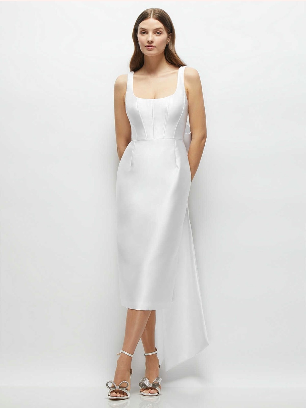 Alfred Sung Ivory Midi LWD with Back Bow - Picture 2 of 4